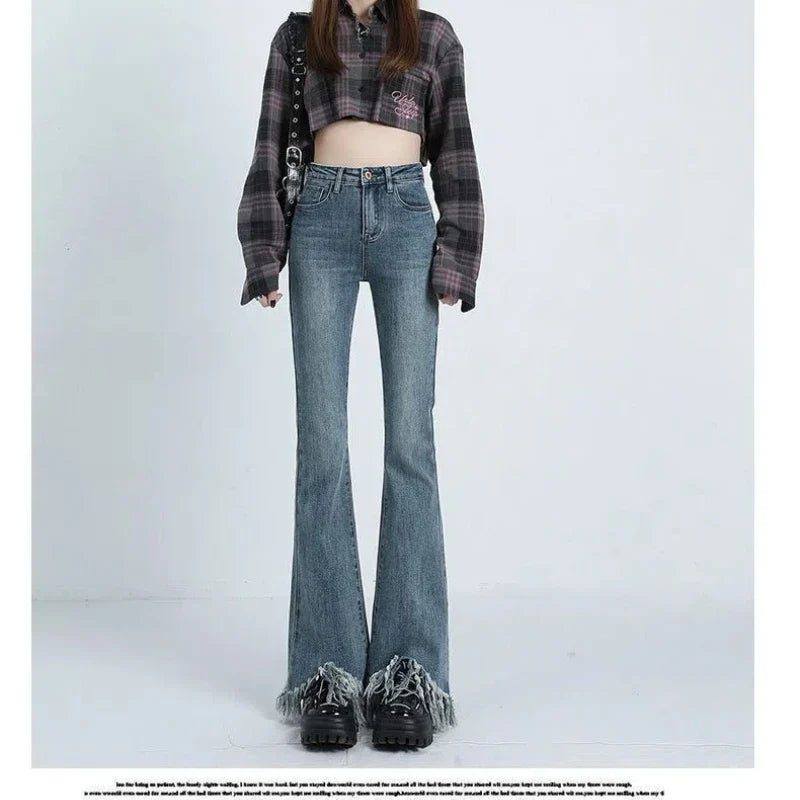 Retro Autumn Winner Flare Straight Jeans
