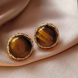 Gold Tiger Eye Bead Earrings
