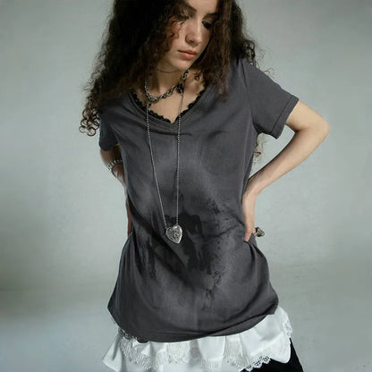 Vintage Grunge Aesthetics Graffiti Print T-Shirt