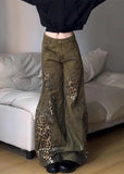 Stylish Leopard Print Wide Fit Jeans