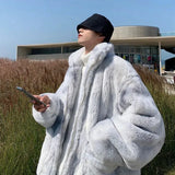 Warm Stand Collar Solid Wool Zipper Faux Fur Jacket