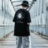 Geometric Print Techwear Punk Style T-Shirt