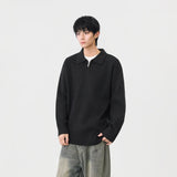 Comfortable Ribbed Knit Half Zipper Sweater