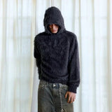 Retro Cozy Knitted Half Zipper Hoodie