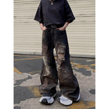 Vintage Cool Ripped Loose Fit Wide Jeans