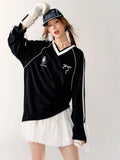 Y2K Streetwear Gidyq Vintage Sports V-Neck T-Shirt