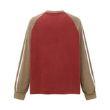 Retro Distressed Print Loose Crew Long Sleeve T-Shirt