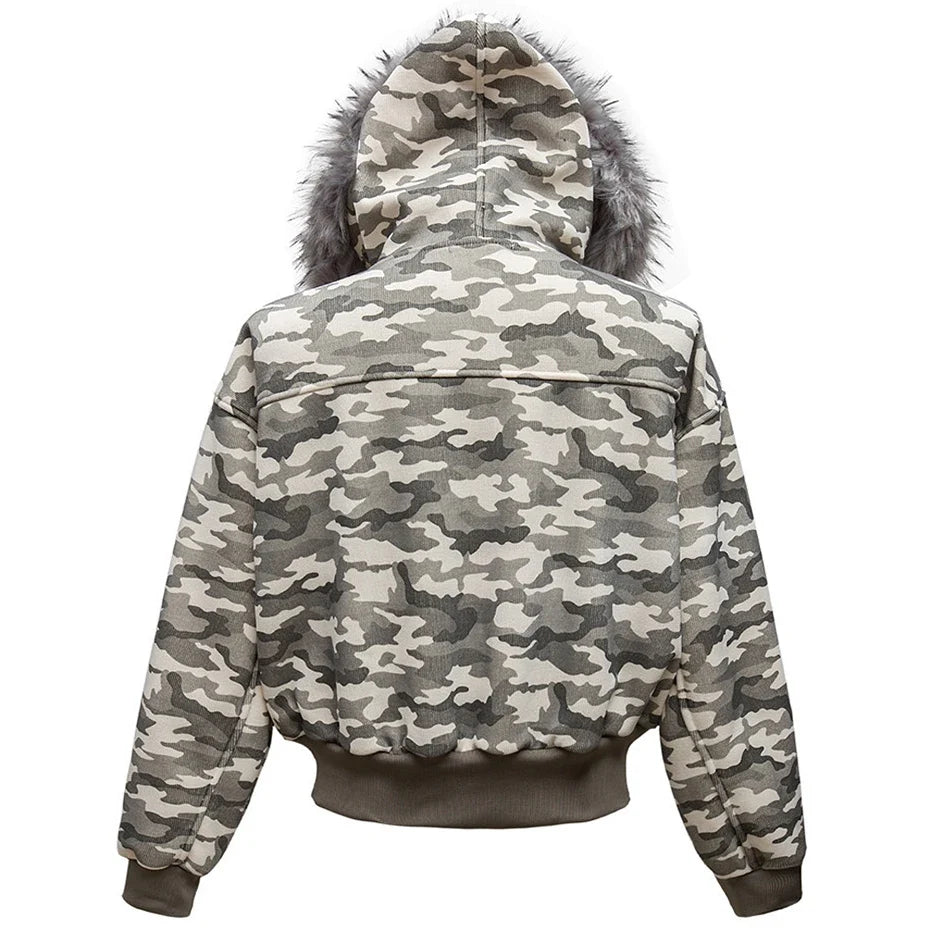 Winter Camouflage Fox Fur Collar Parkas Jacket