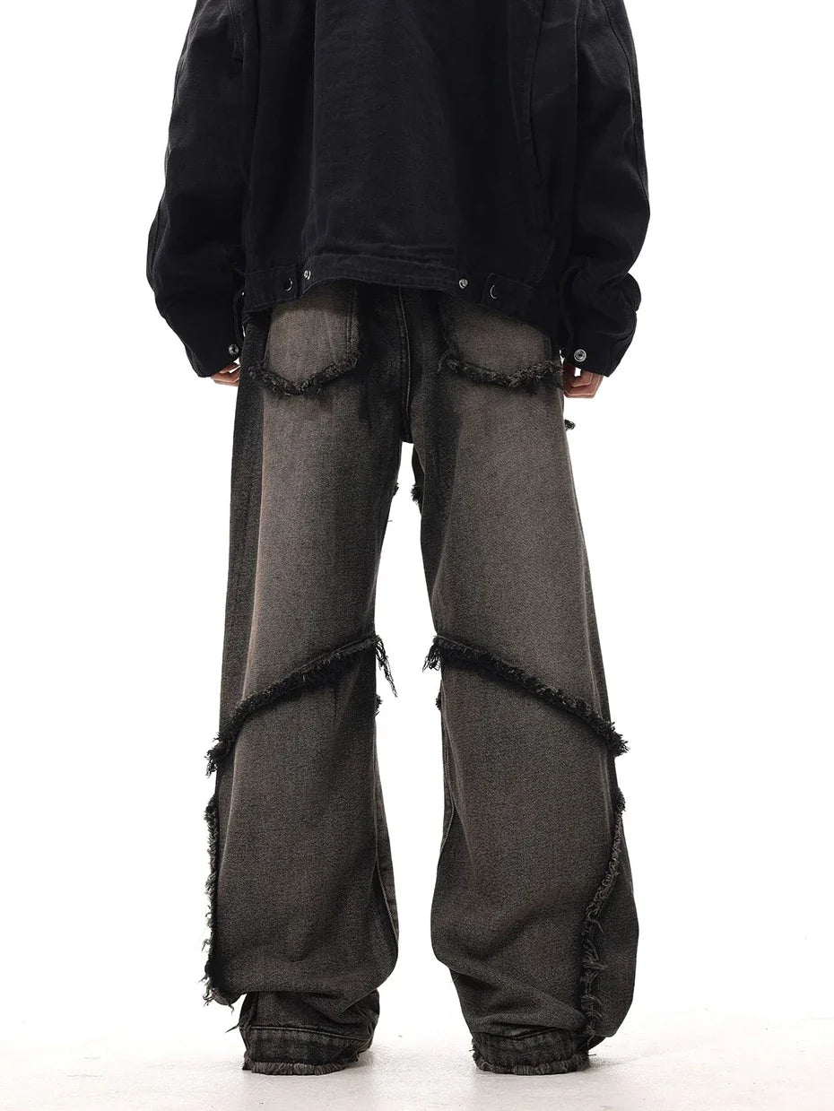 Crisscross Stitch Baggy Jeans