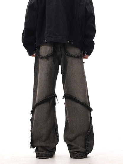 Crisscross Stitch Baggy Jeans
