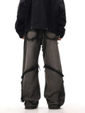 Crisscross Stitch Baggy Jeans