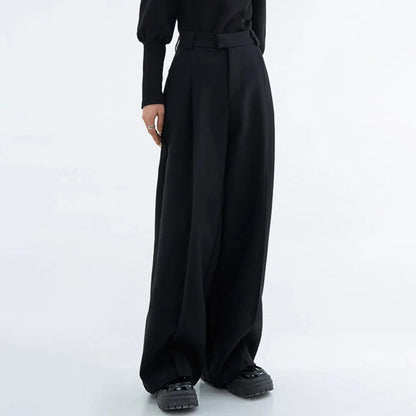 Solid Color Pleated Drape Trousers Bottoms