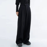 American Pleated Solid Color Casual Trousers