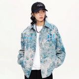 Trendy Gothic Daisy Print Varsity Jacket