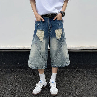 Original Gradient Cozy Vibes Washed Patched Jorts