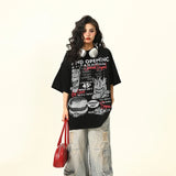 Vintage American Retro Hand-Drawn Short-Sleeve T-Shirt