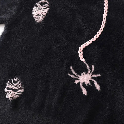 Gothic Oversized Knitted Spider Casual Cardigan