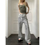 Women Retro Wide Leg High Waist Jeans