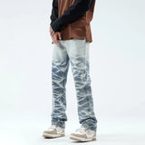 Rugged Look Gradient Blue Loose Straight Jeans