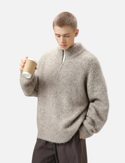 Y2K Cozy Thickened Half Zip Knitted Sweater