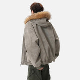 Stylish Warm Fleece Lined Hooded Fur Jacket