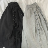 Lace-Up Eyelet Drawstring Sweatpants