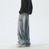 High Street Pleated Cargo Denim Jeans