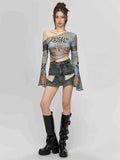 Women Gothic Mesh Long Sleeve T-Shirt
