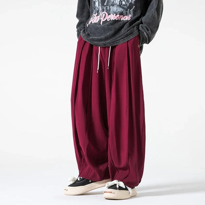 Fashionable High Waist Wide Leg Solid Color Jogger