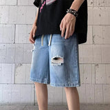 Men's Vintage Distressed Drawstring Denim Short