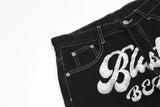 Letter Embroidery Friend Retro Pants