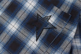 Long-sleeve Star Patch Lapel Plaid Shirt