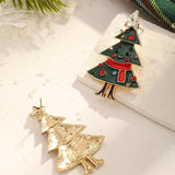 Green Red Crystal Christmas Tree Earrings