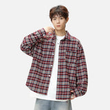 Retro Y2K Plaid Color Block Long Sleeve Shirt