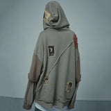 Broken Patchwork Oversized Hip Hop Hoodie