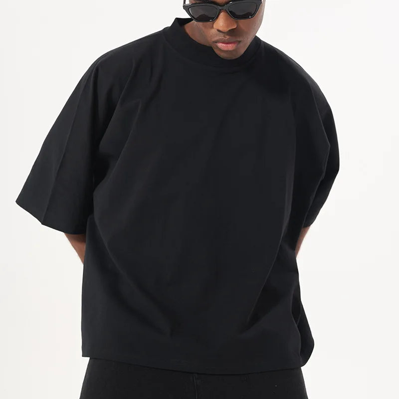 Black Boxy Cropped Hip Hop T-Shirt