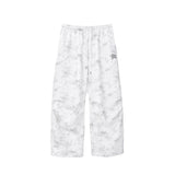 White Printed Knitted Paratrooper Pants