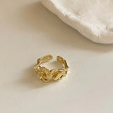 Irregular Wide Facet Silver Metal Ring