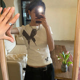 Gothic Grunge Butterfly Print Crop T-Shirt