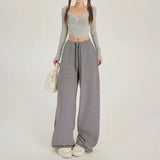 Womwn Winter Casual Striped High Waist Sweatpants