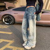 Comfortable Washed Low Rise Flared Jeans