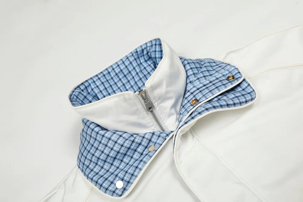 Retro Plaid Patchwork Fake Two Piece Padded Jacket