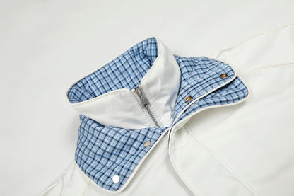 Retro Plaid Patchwork Fake Two Piece Padded Jacket