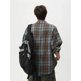 Vintage American Style Blue Plaid Shirt