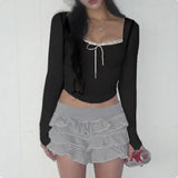 Blush Elegance Lace Crop T-shirt