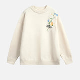 Oversized Floral Embroidered Knit Sweater