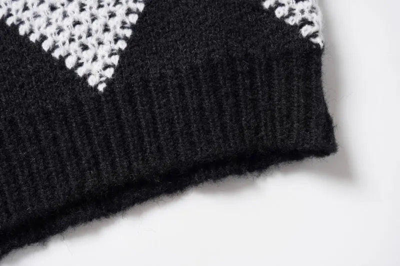 Streetwear Diamond Argyle Striped Knitted Sweater