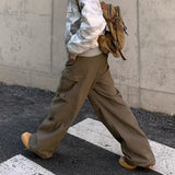 Retro Vintage Brown Wide Leg Baggy Jeans