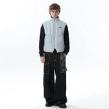 Stylish Logo Printed Stand Neck Puffer Vest