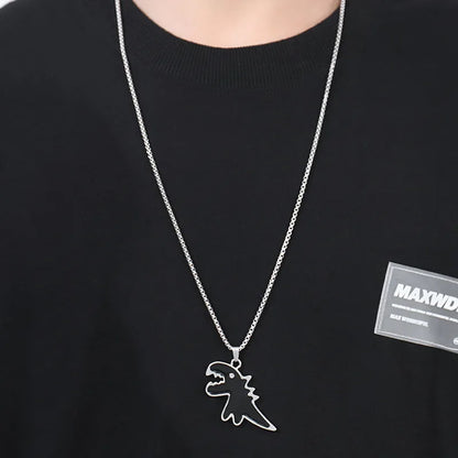 Black Cartoon Dinosaur Pendant Necklaces